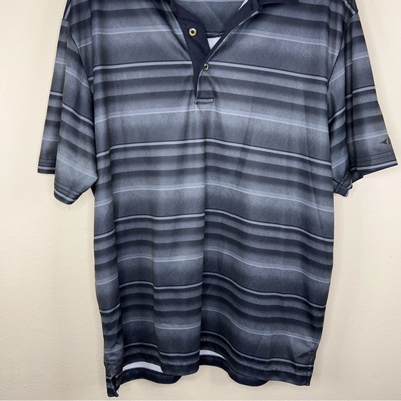 Large Grand Slam Grey Black Striped Polo Shirt Golf Athletic Activewear - Picture 4 of 9
